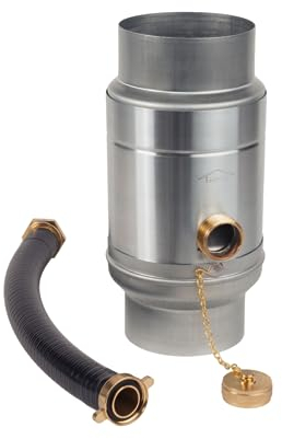 zbs24 Zink Regenwassersammler 80mm Set 1, Wassersammler mit automatischer Füllstop, mit Schlauchverbindung 30cm für Auffangbehälter, Made in Germany, 85% Wasserertrag