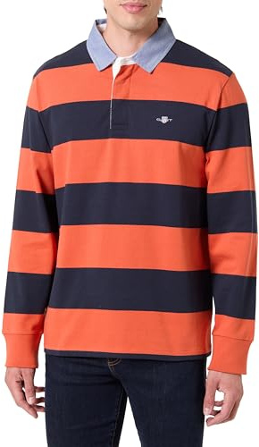 GANT Camiseta para Hombre Reg Chambray Stripe Heavy Rugger, Deep Orange, XL