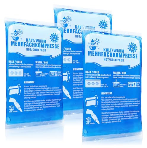 Robin Goods® 3X compresses Multiples 16 x 9 cm - Réutilisables, Chaudes et Froides - soulagement de la Douleur, Les Premiers Secours et Les blessures Sportives, passent au Micro-Ondes