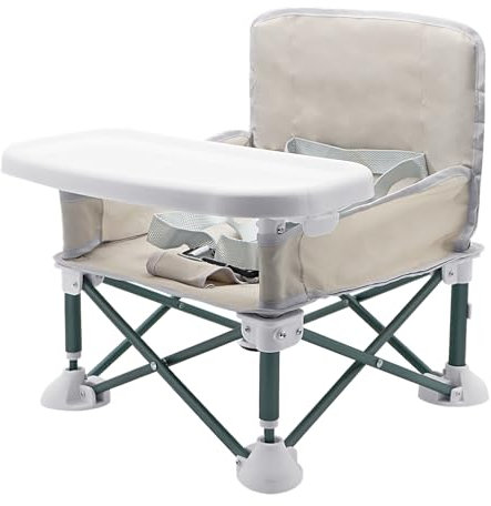 ICEBLUEOR Baby Camping Chair with Tray, Folding Toddler Booster Seat, Portable High Chair Baby Seat with Travel Bag, Travel Highchair, Baby Feeding Chair for Picnic Camping Beach Travel