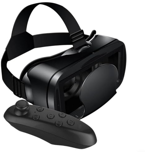 URPIZY Lunettes de réalité virtuelle avec contrôleur : expérience 3D immersive et protection des yeux, réglables pour smartphones de 5 à 7 pouces (noir)