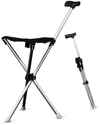 Canne pliable avec siège – Canne portable et réglable en hauteur pour plus de stabilité et de confort, design léger pour un transport facile