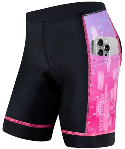 Gogokids Boys Girls 3D Padded Bike Shorts Kids Cycling Shorts Biking Shorts Sports Pants with Pockets for Mountain Road, Purple(130/7-8 Years)