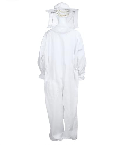 Comfortablé Beekeeping Suit - Full Body Protection | Cotton Beekeeping Suit With Round Veil Hood | Professional Apiculture Supplies | Easy To Wear, Large Beekeeper Clothing For Men Women