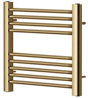 Greened House Brushed Brass Heated Towel Rail 500mm W x 600mm H