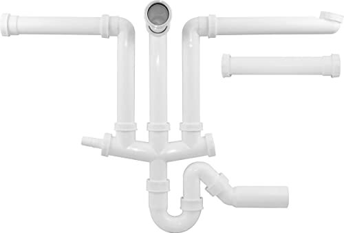 BLANCO Beckenverbindung mit Geruchsverschluss Abgang 50 o. 40 mm für den Einbau von 2 bzw. 3 Becken mit 3 ½'' Korbventilen oder 1 bzw. 2 Becken mit 3 ½'' Korbventil & einem Tropf mit 1 ½'' Ventil