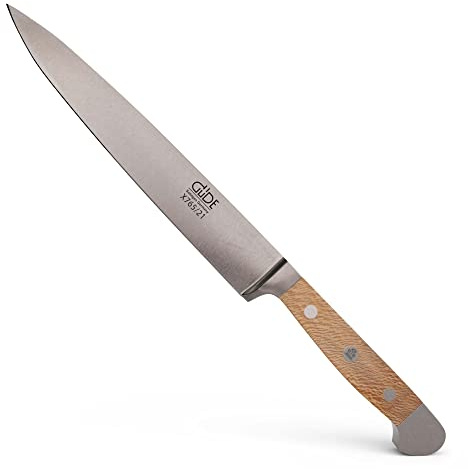 Güde Solingen - Couteau à Jambon forgé, 21 cm, Bois de sycomore, Alpha-PLATANE - Couteau à découper, Double mitre, fabriqué à la Main en Allemagne