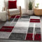 Teppich Günstig Karo Design Modern Wohnzimmerteppich Grau Rot Top Preis, Größe:120x170 cm