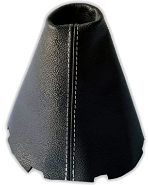 The Tuning-Shop compatible with Gear Stick Gaiter for Land Rover Freelander MK2 2 LR2 Black Genuine Italian Leather with Grey Stitching