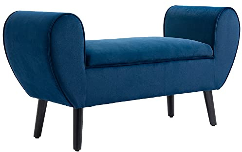 HOMCOM Panca Contenitore Imbottita per Camera da Letto e Ingresso, Panca Fondo Letto in Tessuto Vellutato con Braccioli, 118x42x66cm, Blu