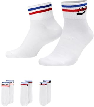 NIKE DX5080-100 Nike Everyday Essential Socks Unisex Weiß/Schwarz/Spiel Royal/University Rot M