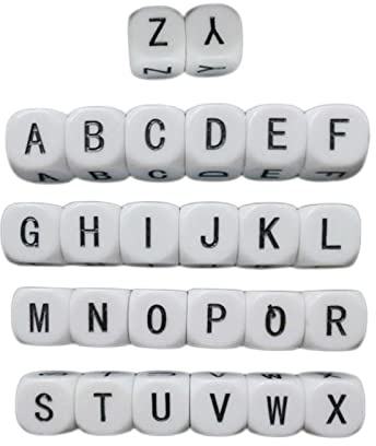 Dickly Set di 26 Dadi da Gioco Quadrati in Acrilico con Lettere a Sei Lati per Oggetti di Scena per Feste