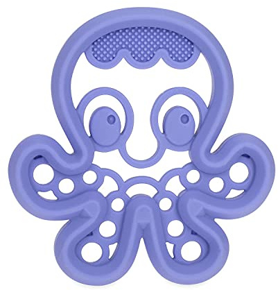 Nuby 100% Soft Silicone Teether with Massaging Bristles (Purple)