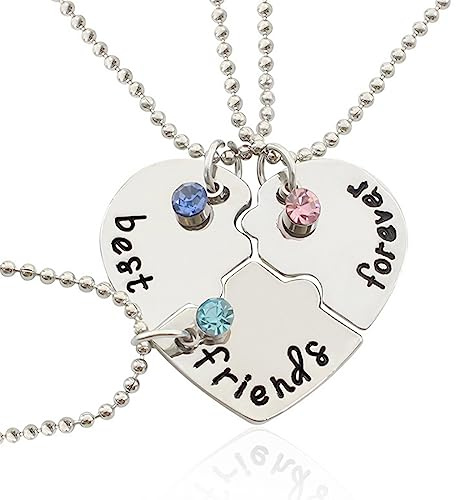ARH 3 Pezzi Amicizia Collane BFF,BFF Collane Amicizia Collana per Sempre Migliori Amici per Ragazze Regali di Compleanno Ciondolo Catena Regali,Collana Amicizia per 3