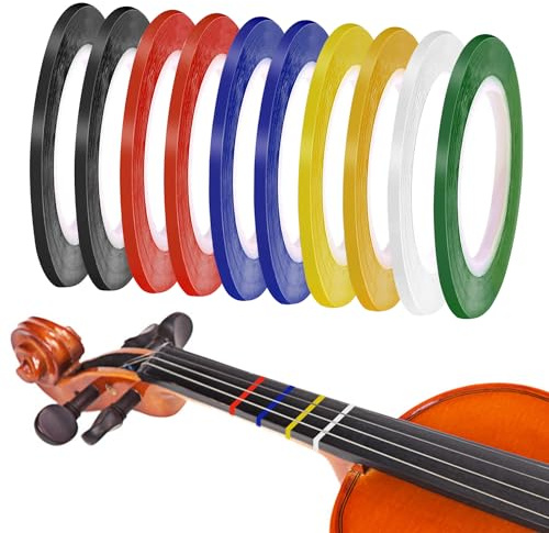 XYQMLY Violin Fingering Tape, 10 Rolls, 216 ft, 7 Colors, for Beginners Fretboard Note Positions Orchestral Instruments, Violin Accessory