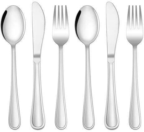 Herogo Kids Cutlery Set, 6 Pieces Stainless Steel Children Flatware Silverware Set, Child Toddler Cutlery Include 2 Knives, 2 Forks, 2 Spoons, Smooth Edge & Mirror Polished, Dishwasher Safe