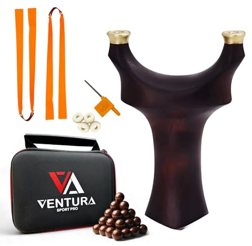 VENTURA SPORT PRO Tirachinas Clásico de Madera + 100 Gramos Munición de Arcilla 9 mm