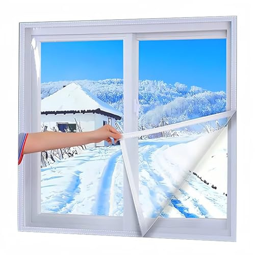 Insulation Film Self-Adhesive Transparent Insulation Thermal Plastic Window Insulation Kit Vapour Barrier, 65x190cm(25.6x74.8in) No Cuttable Easy Install Save Ener White