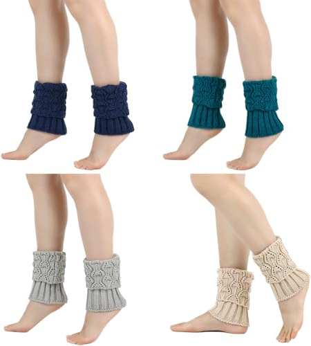 Scaldamuscoli corti da donna, invernali, 1 paio di scaldamuscoli da donna e ragazza, invernali, morbidi e flessibili, scaldamuscoli a maglia, caldi e comodi per donne e ragazze, 4 paia Tpe 03, Taglia