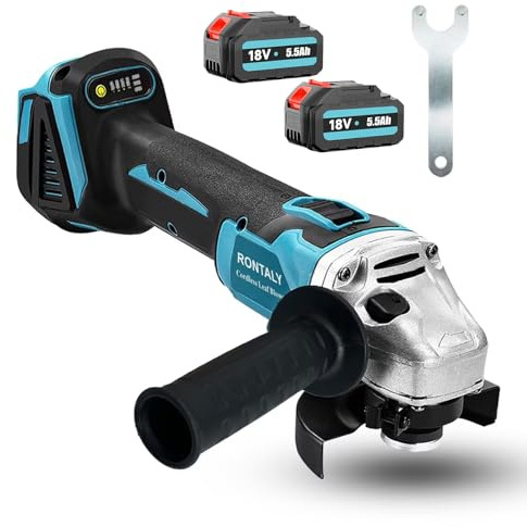 Smerigliatrice angolare a batteria, dischi Ø 125 mm, regolazione della velocità, smerigliatrice da taglio, smerigliatrice angolare elettrica senza spazzole con 2