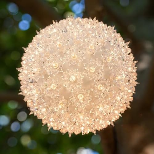 Wintergreen Lighting 6 LED Warm White Starlight Sphere Hanging Ball Lights Outdoor Light Ball Hanging Christmas Balls, Wedding Lights