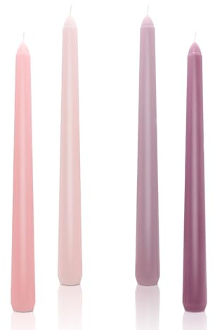 Tapered Candles, Gradient Dinner Candles, Non Drip Long Non Scented for Birthday Valentine's Day Hanukkah Christmas Halloween Home Decoration 4PCS (Pink Purple)