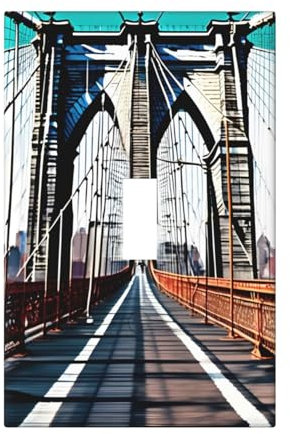 Brooklyn Bridge - Cubiertas de tomacorrientes impresas, 1 placa de pared de tamaño estándar, cubiertas de policarbonato de doble salida