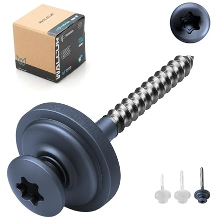 WALCUR Tornillos Spengler ø 4.5 x 45 mm Tornillos de Acero Inoxidable Autoperforantes para Tarimas 100 Piezas Tornillos para Techos a Prueba de Fugas con Arandelas de Goma Antracita Gris