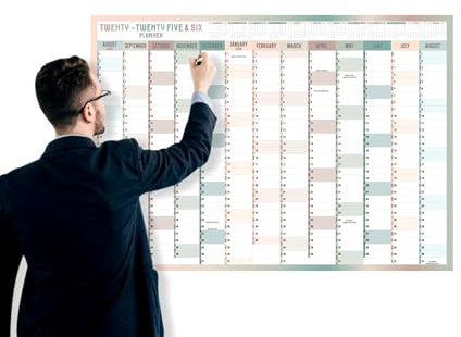 2025 2026 Academic Year Wall Planner A1 Mid Year Calendar Annual Study Chart Large Yearly Planner Aug to Aug Full Academic Year Planning Organizer School Office Work Poster 59.4x84.1cm(Folded)(1Pc)