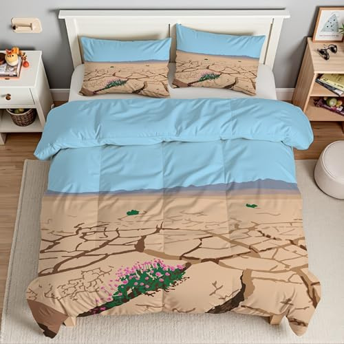 Piumino Singolo Deserto Trapunte Colori Della Terra Piumone Imbottito Resistente Lavabile, Super Morbida Trapunta, piumini 160x245 cm in Microfibra Reversibile e 2 Federa 50x80 cmT1839