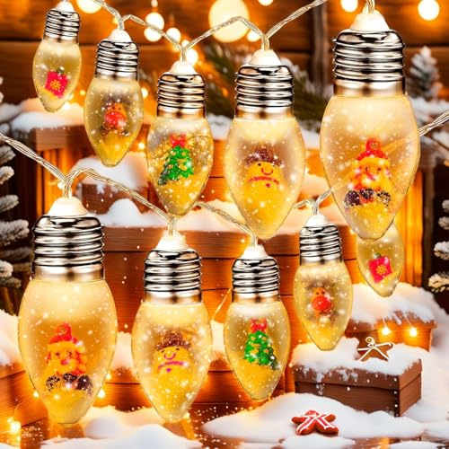 Iluminación navideña con 20 luces LED para árbol de Navidad, bolas de nieve, irrompibles, funciona con pilas, con temporizador de mando a distancia, luces blancas cálidas para dormitorio, porche
