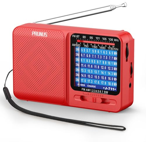 PRUNUS J-711 Am/SW/FM Radio Pilas AA y Carga USB-C, Excelente Recepción