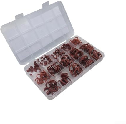 225pcs O Ring Assortment Kit 225pcs Silicone O Rings Red Rubber Seal Ring Set High Temp Sealing Gasket Multi Size Automotive O Ring Kit
