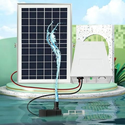 Lapiglo Pompa a fontana solare da 6 W con pannello da 10 W, circolazione dell'acqua silenziosa 240L/H per laghetto di pesci, sistema di ossigenazione silenziosa da 9 V