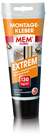 MEM Montage-Kleber Extrem, Pastöser Dispersionsklebstoff, Hohe Anfangshaftung und Endfestigkeit, Für verschiedene Untergründe, Lösemittelfrei, 70 g Tube, Weiß