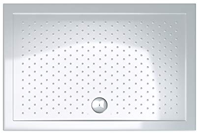 doporro Plato de Ducha Rectangular Antideslizante 90x140x4 cm – Acrílico Blanco, Conexiones DIN, Instalación a Ras de Suelo – Lucia02