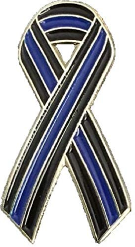 Pin de corbata de metal con diseño de línea azul fina