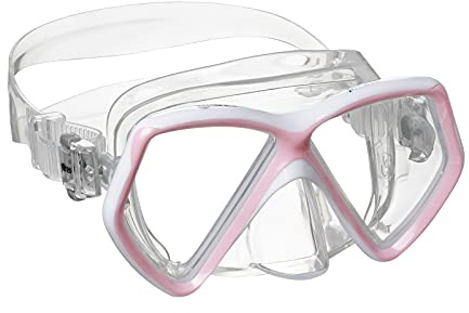 Mares - Masque Enfant Aquazone Pirate, Masque Snorkeling Enfant - Unisex, Rose/Blanche Transparent