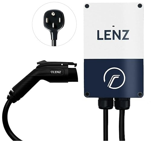 LENZ Level 2 EV Charger 40 Amp 9.6 kW 240V Wall-Mounted EVSE with NEMA 14-50 Plug, J1772 Connector, NEMA 4X Weatherproof Indoor/Outdoor Charging Station, ETL Certified UL 2594