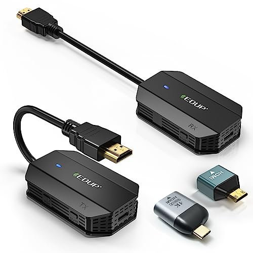 EDUP Wireless HDMI Transmitter and Receiver with Transmission Range 164Fts/50M, HDMI Extender Kit 1080P, Plug and Play for Streaming Video/Audio for Laptop/Camera/Phone to Monitor/Projector/HDTV