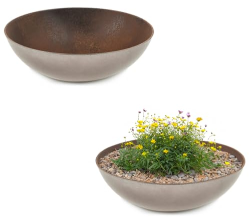 matches21 HOME & HOBBY matches21 Lot de 2 grands pots de fleurs décoratifs pour l'extérieur - Aspect rouille - Gris foncé - 30 cm - Pour jardin, balcon ou cimetière comme bac funéraire