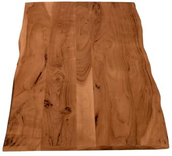 SAM Holzplatte 120x60 cm Curt, Tischplatte aus Akazienholz massiv + nussbaumfarben, Baumkanten-Platte für Heimwerker, geeignet für Arbeitsplatten, Tische & Fensterbretter