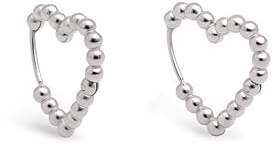 SINGULARU - Pendientes Cora Dots. Acero con Acabado Brillante. Motivo Corazón y con Cierre Congo/Click. Joyas para Mujer