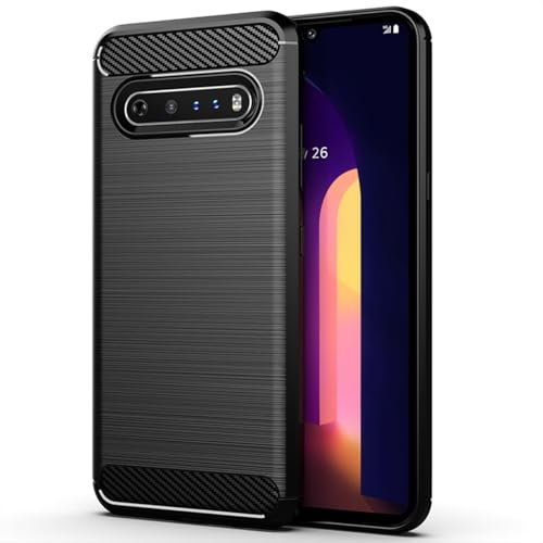 GTBDEKI Case for LG V60 ThinQ 5G Case/LG V60/LM-V600EA Case, Carbon Fiber Shockproof Slim Silicone Rugged Soft TPU Back Phone Cover for LG V60 ThinQ Black