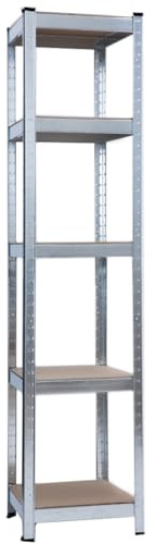 SCHULTE Regalwelt Schwerlastregal mit 5 MDF-Böden, 180x40x40 cm (HxBxT), 150 Kg Traglast pro Boden, verzinkt