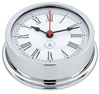 Autonautic - Horloge Nautique à Quartz, Classique, en Laiton chromé, Haute résistance à l'environnement Marin, pour Bateaux ou décoration - 120mm (ø) - Fabriqué en Espagne.