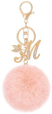 JSRQT Porte Clé Lettre Initiale M Porte-clés pour Fille Femmes Strass Cristal Personnalisée Keychain Nom Alphabet Keyring Pendentif Cadeaux Key Ring pour Sac à Main Décor