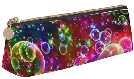 OAZCVBNN Bunte Regenbogen Sterne Druck Leder Federmäppchen Stil Beutel Schule Reise Make-up Organisation Licht