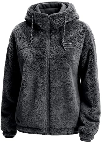Veste polaire femme à capuche légère sweat windproof et chaude transition avec poches, doudoune polaire douce et confortable avec fermeture éclair complète pour running, randonnée et loisirs
