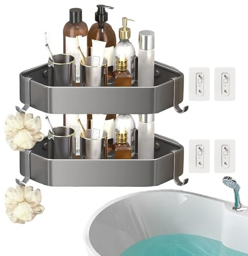 Genérico Estantes De Ducha Esquinero - Repisa de Baño de Pared - Estante Triangular de Esquina para Ducha Sin Taladros Anticorrosión para Baño, Apartamento, Hogar